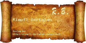 Rimpfl Bertalan névjegykártya